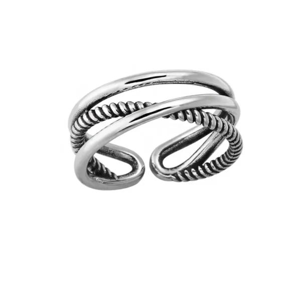 NW 1776 Retro Chain Adjustable Rings, Stainless Steel Ring