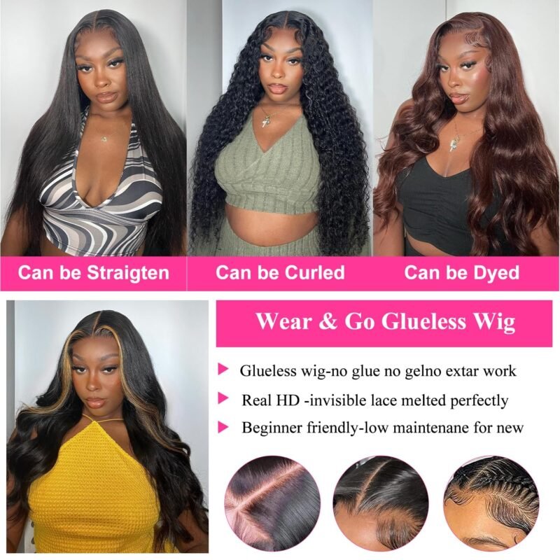 Glueless Wigs For Beginners Wave Lace  Wigs180% Density 5x5 HD Lace Closure Wigs - Image 6