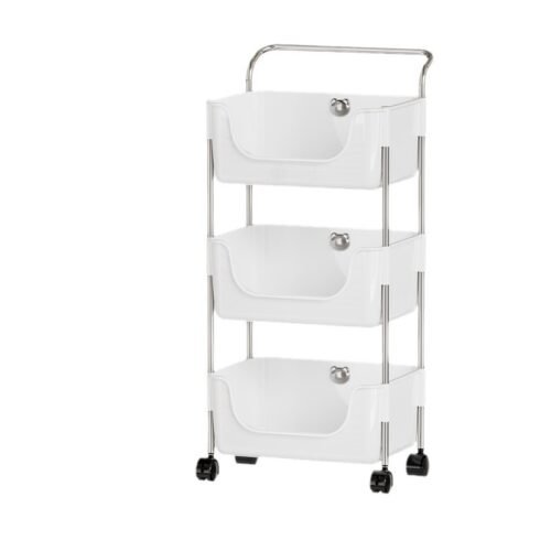 3 Tier Rolling Cart Multifunctional Storage Trolley with Wheels - L