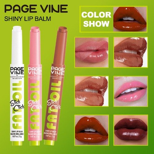 Tinted Lip Balm, Glow Reviver Fat Lip Oil Slick Click,Clear Glossy Lipstick